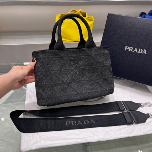 프라다 카나파 캔버스 토트백 1BG439 블랙