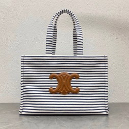 셀린느 스트라이프 쇼퍼백 라지 196762 네이비블루탄