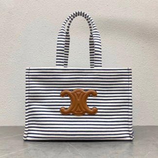 셀린느 스트라이프 쇼퍼백 라지 196762 네이비블루탄