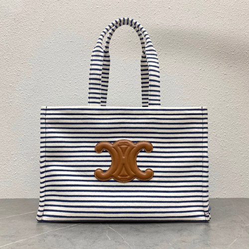 셀린느 스트라이프 쇼퍼백 라지 196762 네이비블루탄