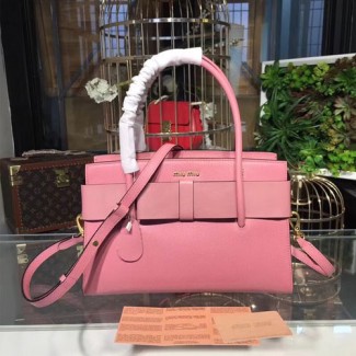 미우미우 마드라스 보우 토트백 5BA055 핑크