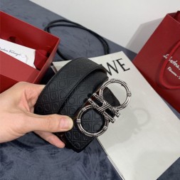 페레가모  신상 벨트 678893 블랙 은장