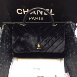 샤넬 핸들 장식 미듐 플랩백 A92991 블랙