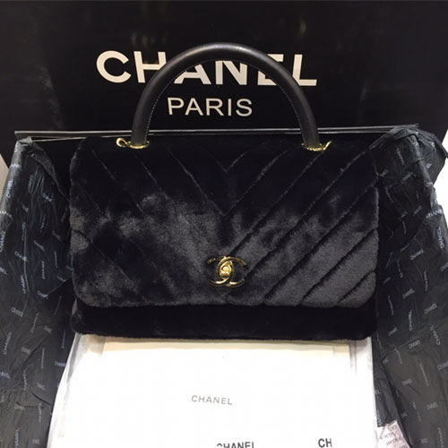 샤넬 핸들 장식 미듐 플랩백 A92991 블랙