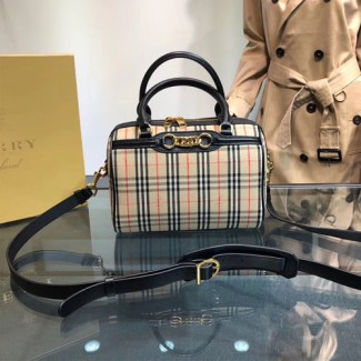 버버리 스몰 1983 체크 링크 볼링 백 80064411 블랙