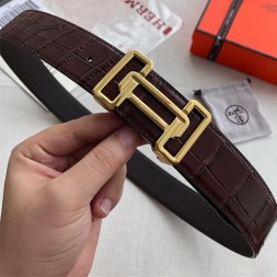 에르메스  신상  벨트  XTY189 브라운 금장