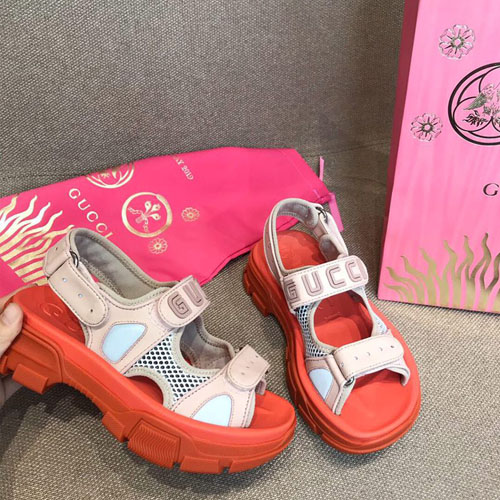 구찌 여성 메시 가죽 샌들 549909 핑크