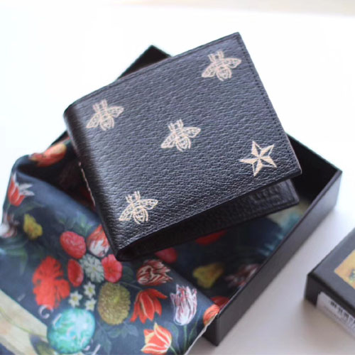 구찌 꿀벌 프린팅 반지갑 495055 블랙