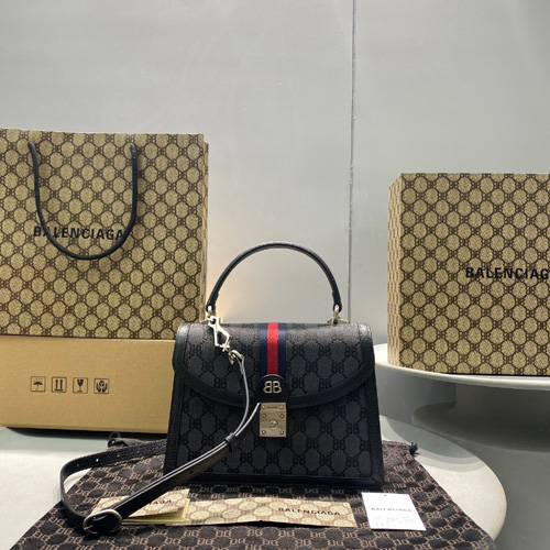 발렌시아가&구찌 캔버스 자카드 스몰 핸드백 680132