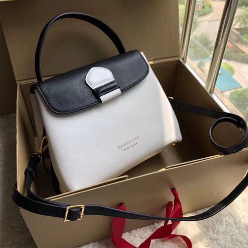 버버리 스몰 투톤 가죽 하우스 체크 토트 40684641