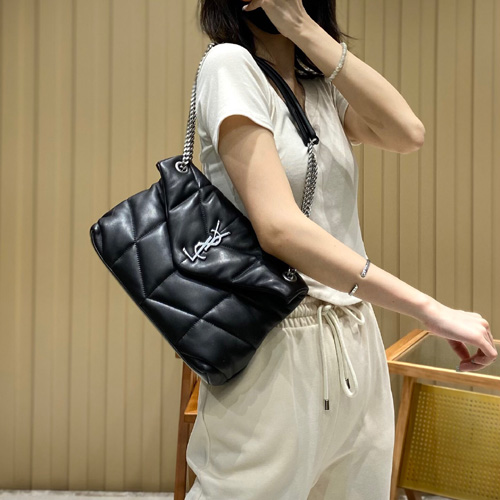 생로랑 루루 푸퍼 스몰 숄더백 577476 블랙 은장