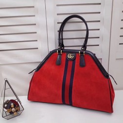 구찌 스웨이드 르벨 라지 탑 핸들 토트백 515937 레드