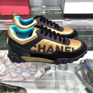 샤넬 여성용 신상 스니커즈 G34086 블랙&골드