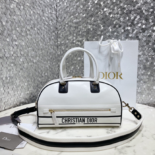 디올 미디엄 지퍼 볼링 백 M6202 화이트