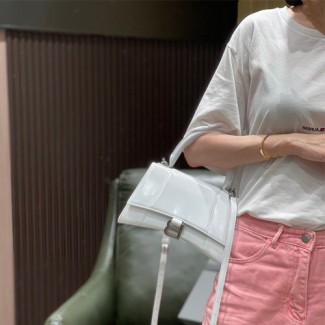 발렌시아가 아워글래스 탑 핸들 백 S 593546 화이트 은장