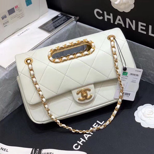 샤넬 스몰 플랩백 AS1466 램스킨 화이트