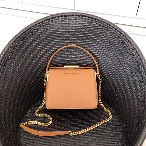 프라다 시빌 가죽 핸드백 1BA215 브라운