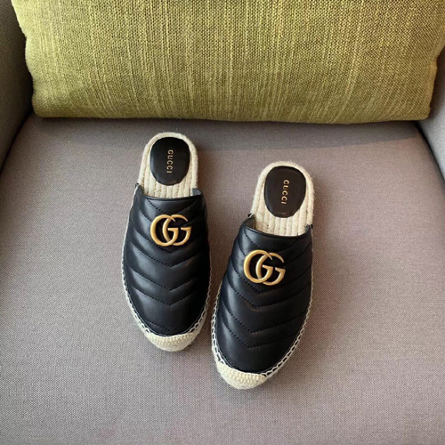 구찌 더블 G 가죽 슬리퍼 550064 블랙
