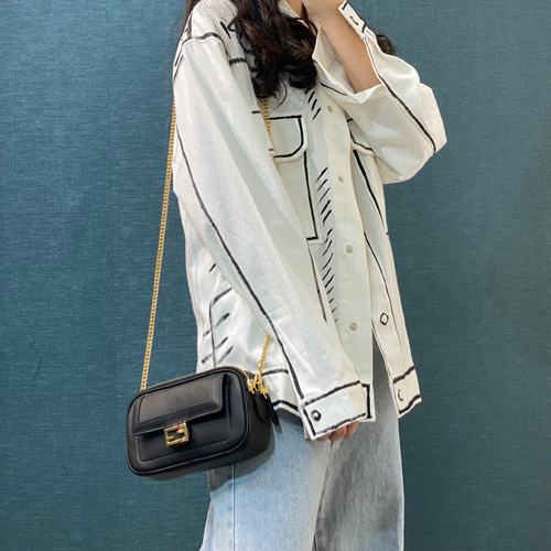 펜디 더블집 바게트 체인백 F70213 블랙