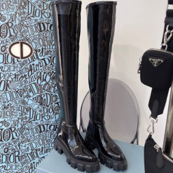 프라다 여성용 롱 부츠 F0816 에나멜