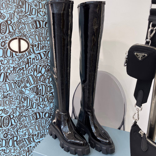 프라다 여성용 롱 부츠 F0816 에나멜