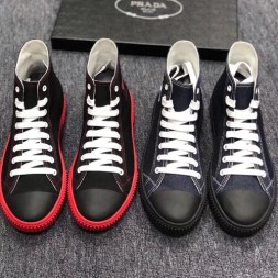 프라다 하이탑 코튼 스니커즈 4T3218