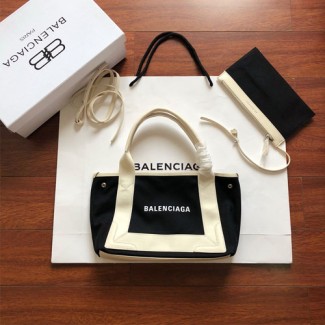 발렌시아가 스몰 사이즈 코튼 캔버스 339933 블랙&아이보리