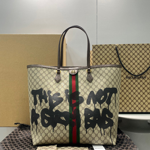 발렌시아가&구찌 캔버스 자카드 라지 토트백 680127-1