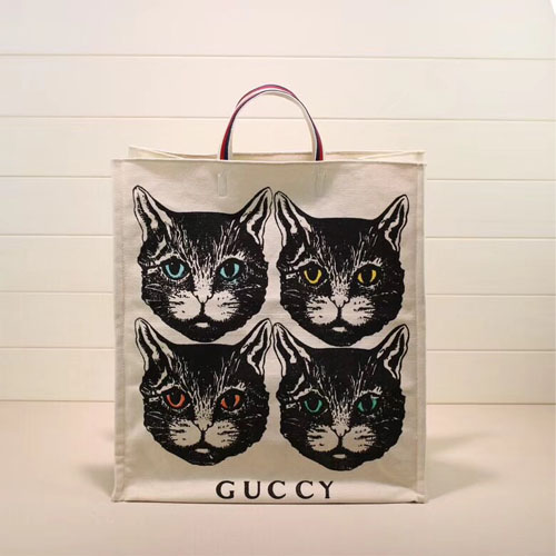 구찌 우로보로스 프린트 캔버스 토트백 484690