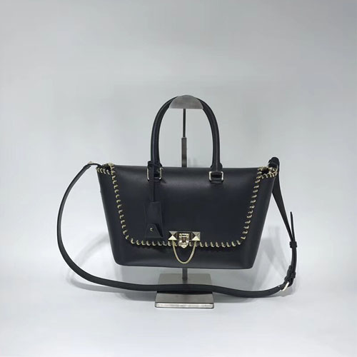 발렌티노 18S/S 스몰 데미룬 더블 핸들백 NW0B0A47 블랙 금장