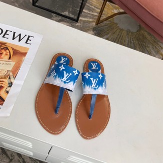 루이비통 LV 에스칼 팔마 플랫 끈 샌들 1A7TRP 블루