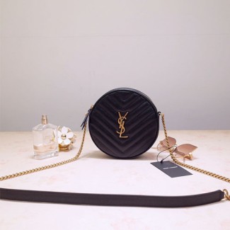 입생로랑 라운드 카메라백 610436 블랙 금장