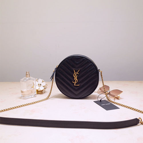 입생로랑 라운드 카메라백 610436 블랙 금장