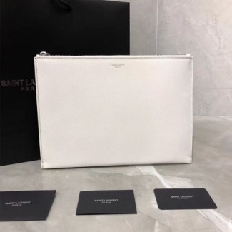 입생로랑 파리 지퍼 태블릿 슬리브 클러치백 397294 화이트