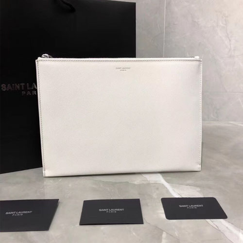 입생로랑 파리 지퍼 태블릿 슬리브 클러치백 397294 화이트