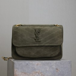 생로랑 니키 미듐 스웨이드 숄더백 498894-1