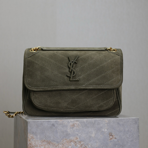 생로랑 니키 미듐 스웨이드 숄더백 498894-1