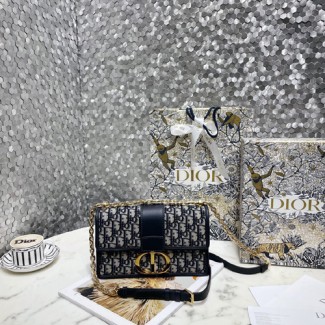 디올 몽테인 자카드 플랩 백 M9203 네이비 체인스트랩