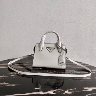 프라다 사피아노 모노크롬 지퍼 토트백 1BA269 화이트