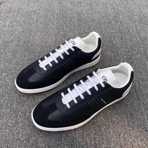 디올 B01 시그니처 장식 블랙과 화이트 송아지 가죽 스니커즈 3SN225 곤색