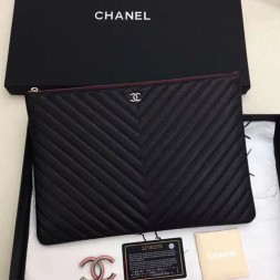 샤넬 쉐브론 클러치백 A98421 캐비어 블랙