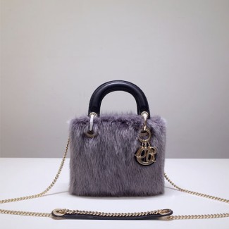 디올 최신상 퍼 레이디백 미니 S44531 그레이