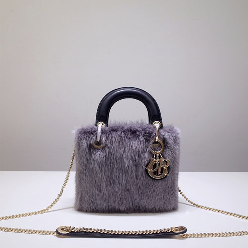 디올 최신상 퍼 레이디백 미니 S44531 그레이