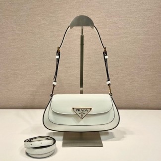 프라다 브러쉬드 레더 숄더 백 1BD345 화이트