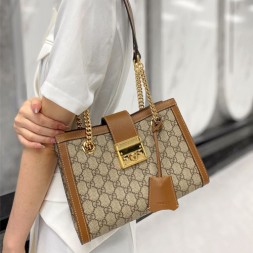 구찌 GG수프림 패드락 스몰 숄더백 498156 브라운