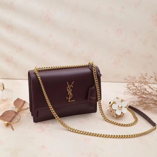 입생로랑 미디엄 선셋백 442906 버건디 금장