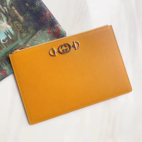 구찌 주미 스트로베리 프린트 클러치 570728 옐로우