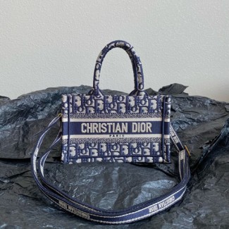 디올 Dior Book Tote 미니 숄더 스트랩 백 S5573 네이비