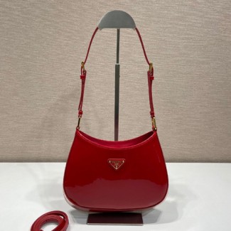 프라다 클레오 브러시드 숄더백 1BC169 페이던트 레드