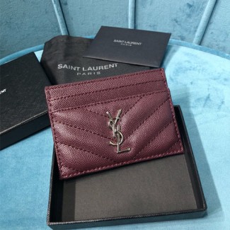 입생로랑 신상 카드지갑 423291 버건디 은장